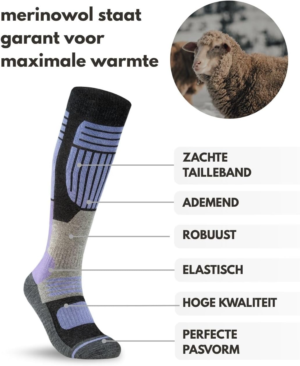 Thumbnail 2 de sockenkauf24 Merino skisokken voor dames, 2 paar