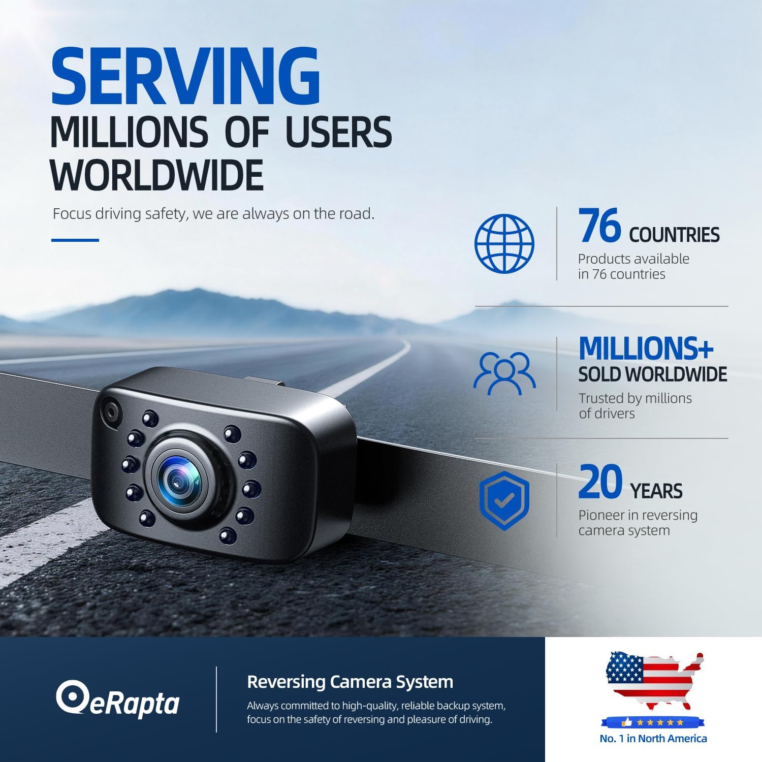Thumbnail 1 de eRapta AGQT01 Backup Camera: 1080P AHD, IP69K Waterproof, License Plate Rear/Front View