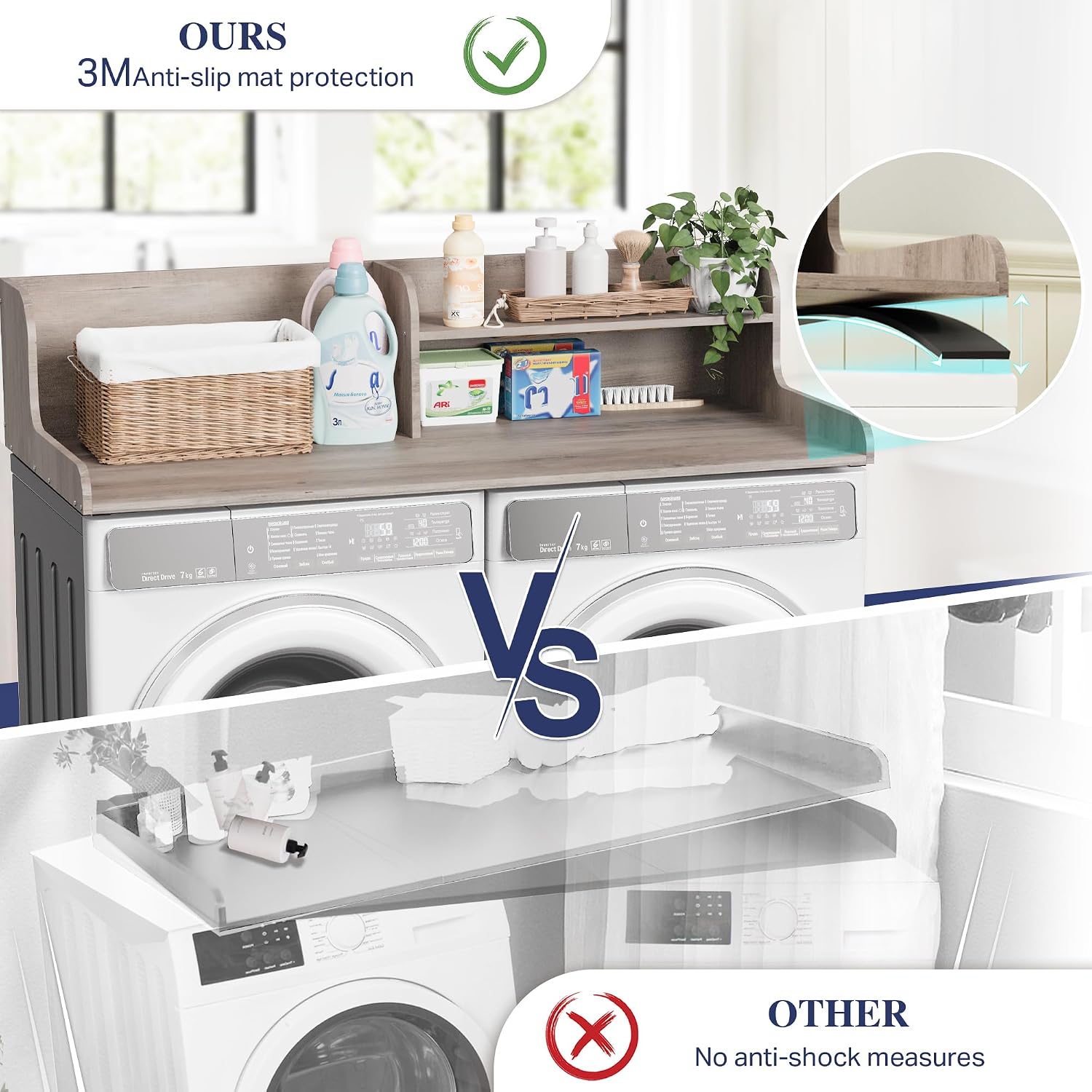 Thumbnail 1 de DTK DTK-WDC-W-BK Washer Dryer Countertop, 54-Inch Melamine Top with Shelf