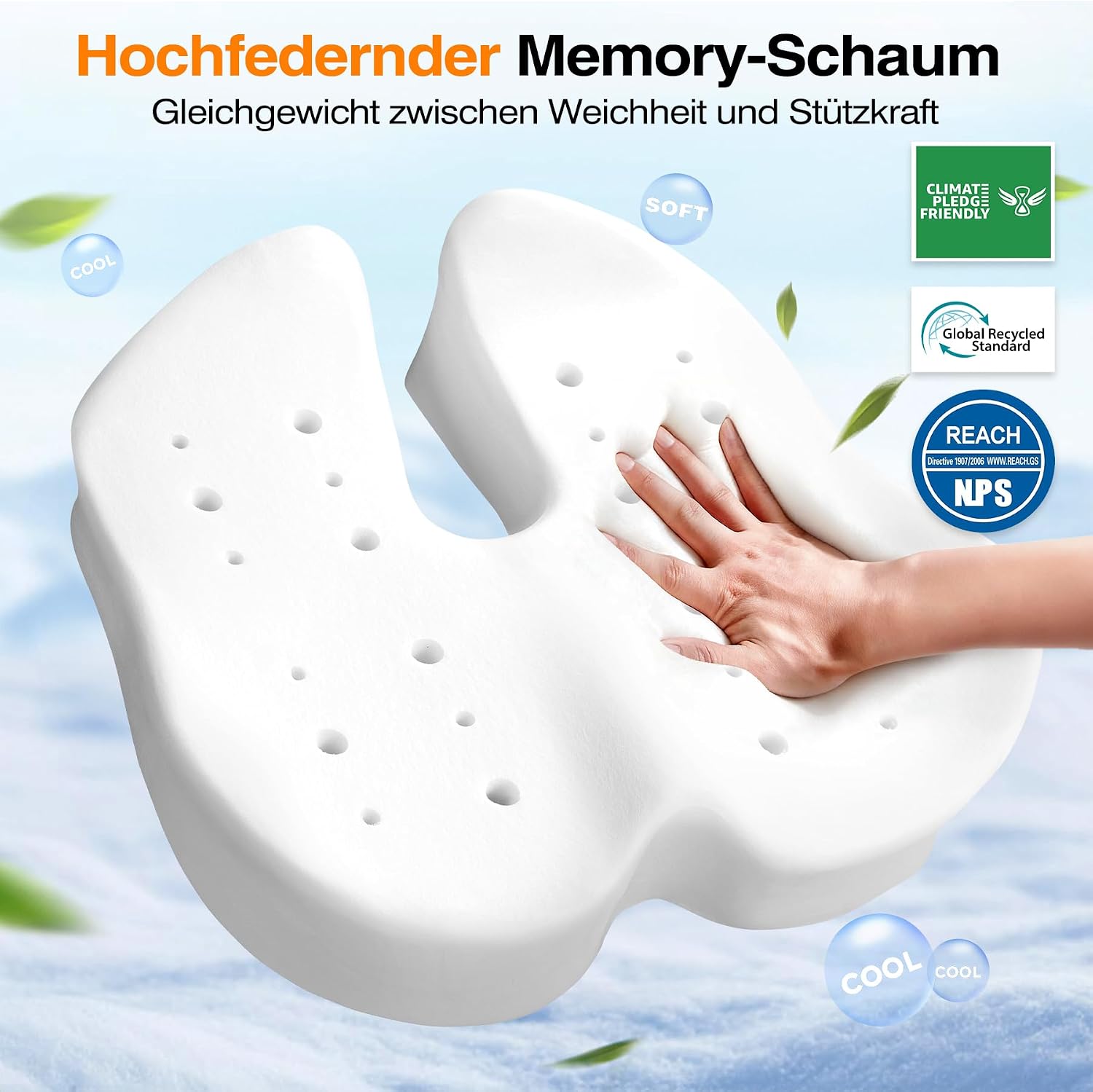 Detalle de Ophy Sitzkissen Auto – Memory-Schaum für Bürostuhl, Auto- und Gaming-Sitzkomfort