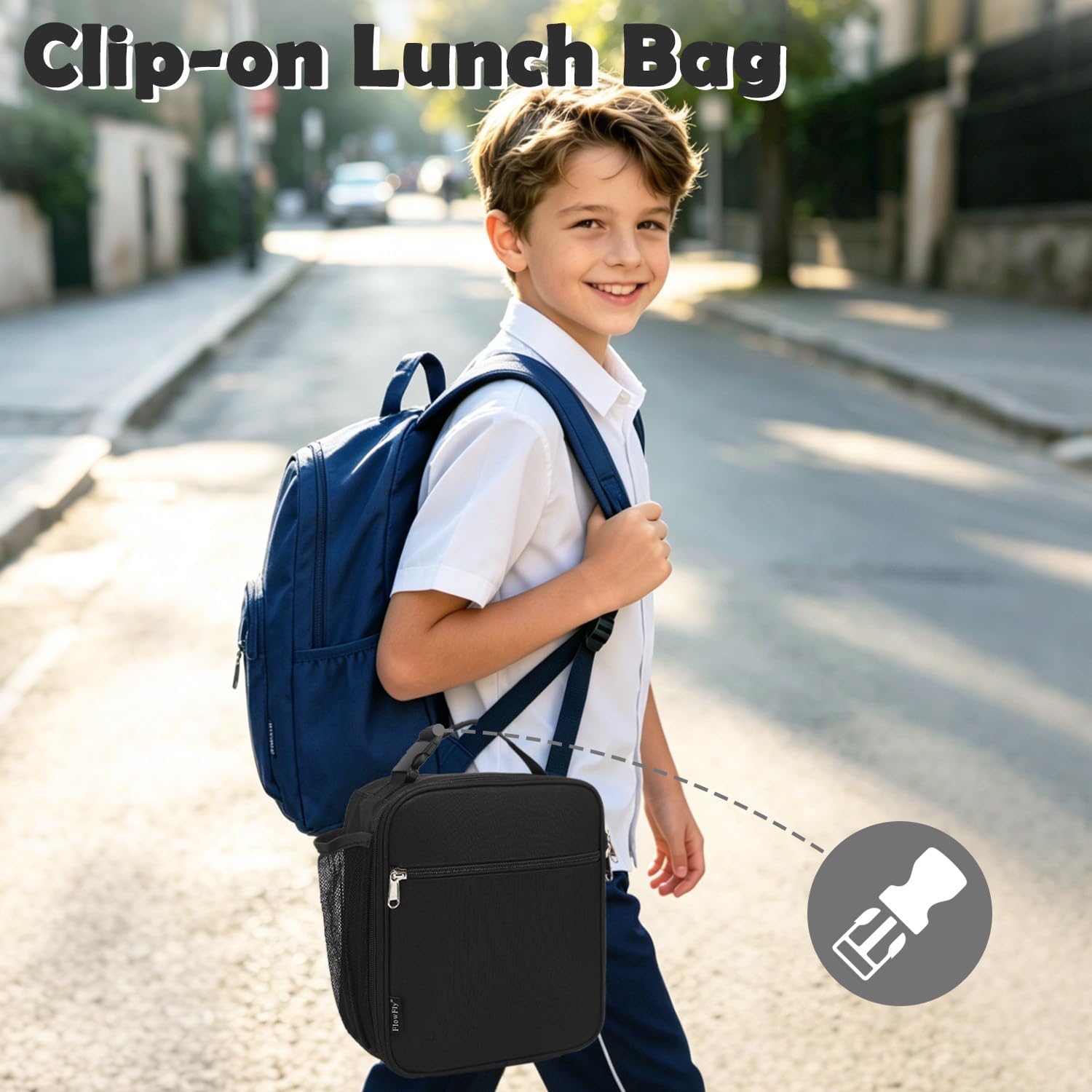 Thumbnail 1 de FlowFly Kids Lunch Box Insulated Soft Bag with Letter Print — Mini Cooler Tote for Back to School