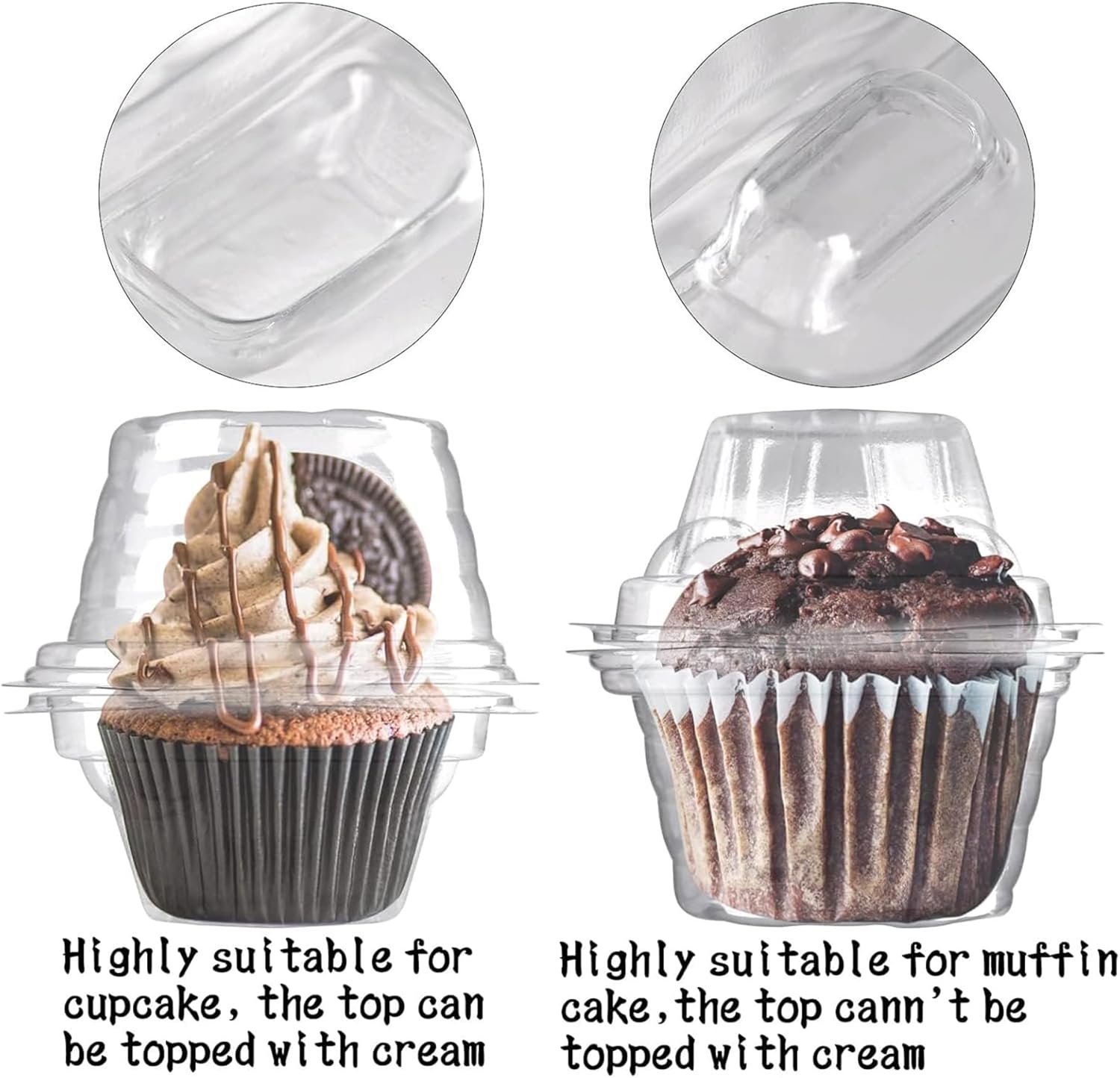 Detalle 2 de NPLUX 50 Cupcake Containers Stackable Dome 🍰