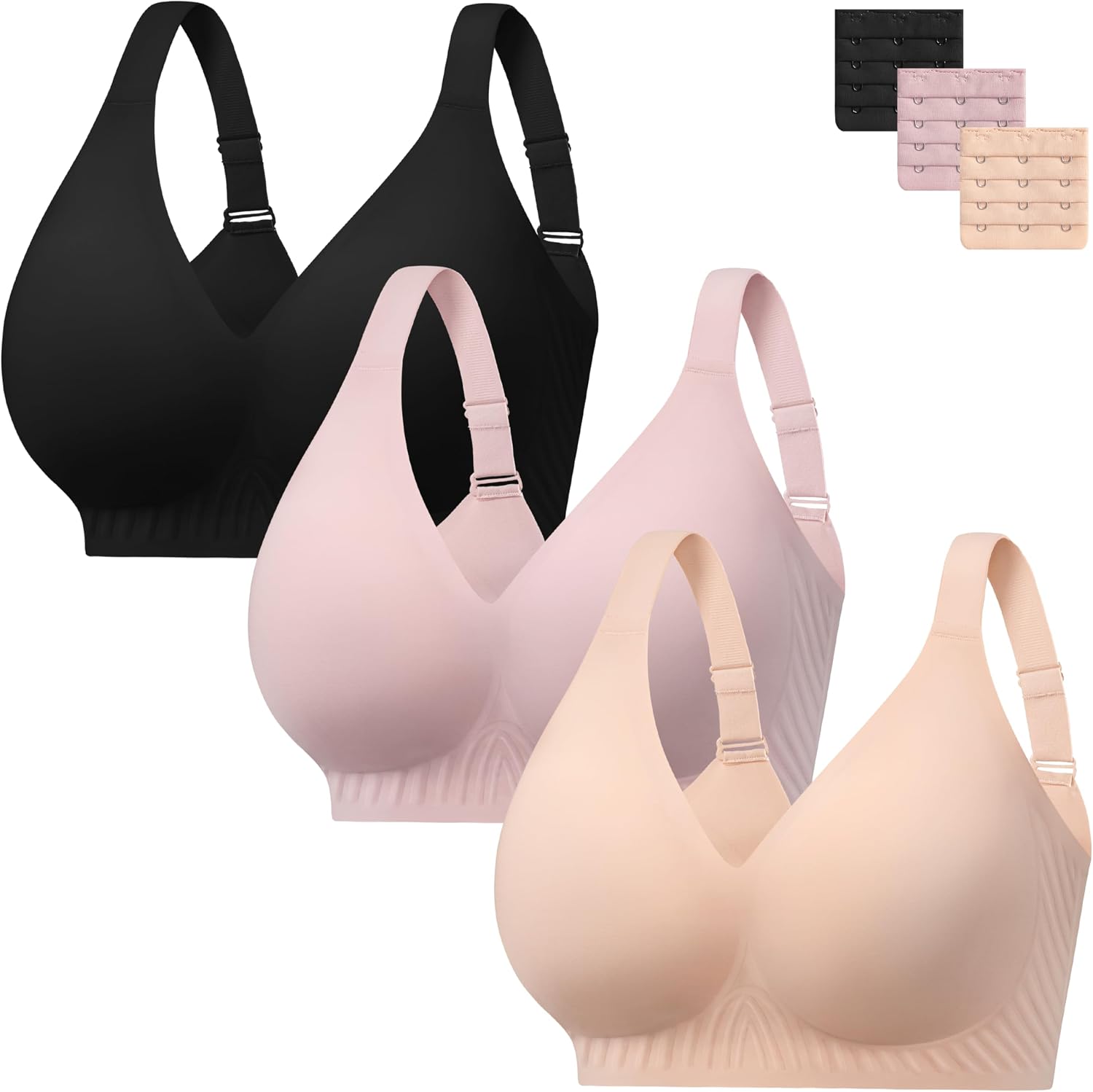 Detalle de habibee Jelly Push-Up Bra, Wireless Full-Coverage Plus-Size Bra, 32D–46E