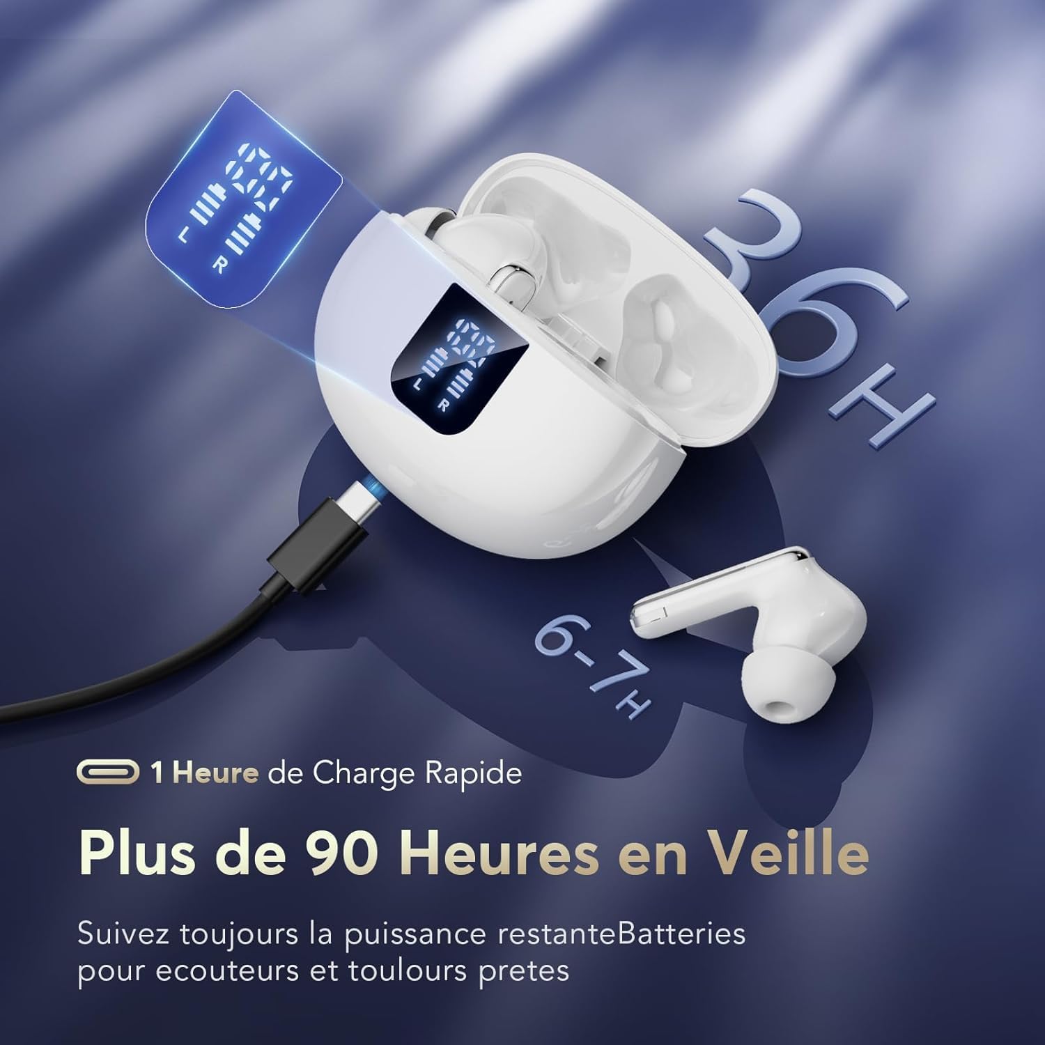 Thumbnail 6 de EUQQ Wireless Earbuds: Bluetooth 5.4 with Dual Noise Cancellation and IP7 Waterproof