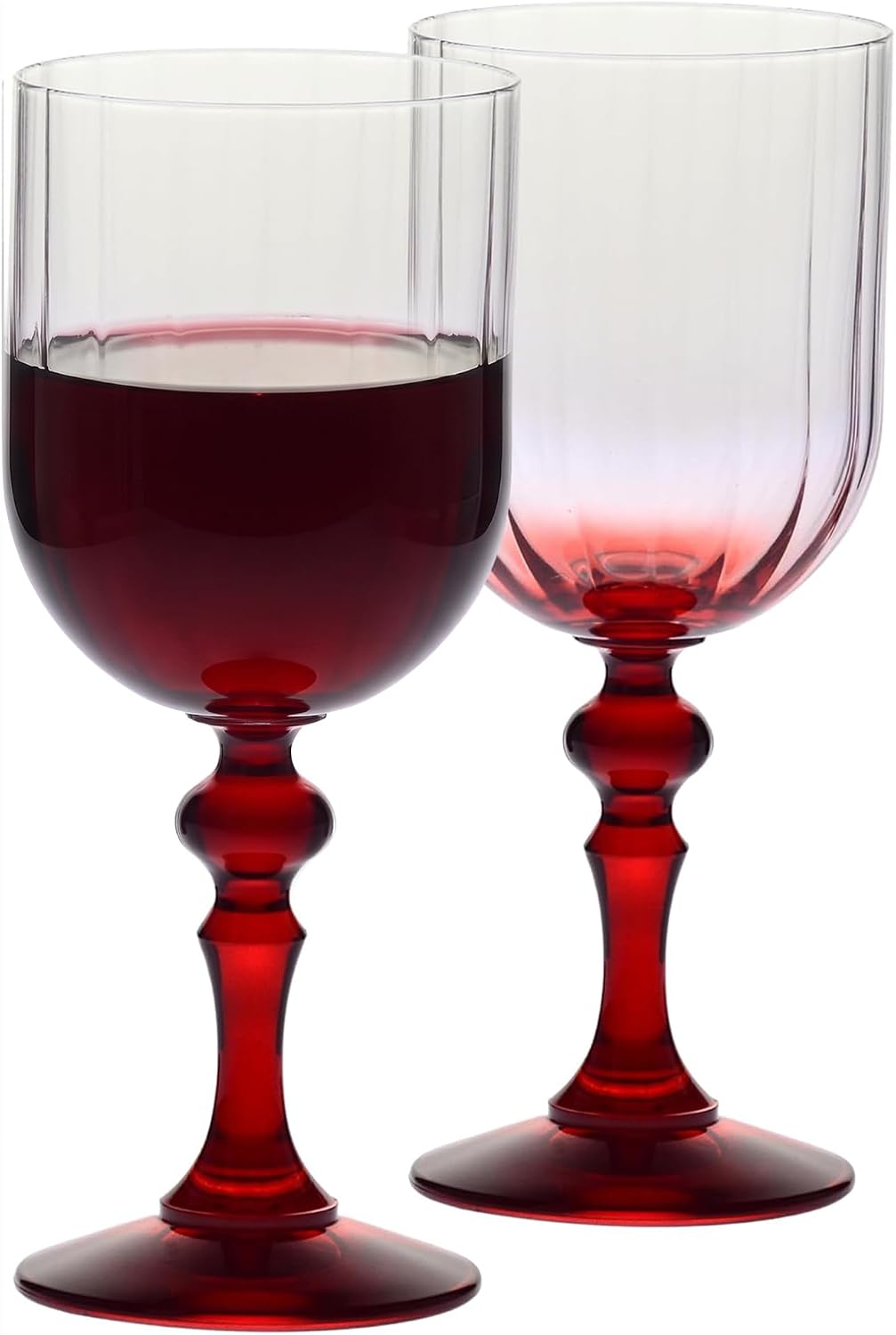 Detalle de KROSNO Bubble – kieliszki do wina 300 ml z czerwoną nóżką, 2 sztuki