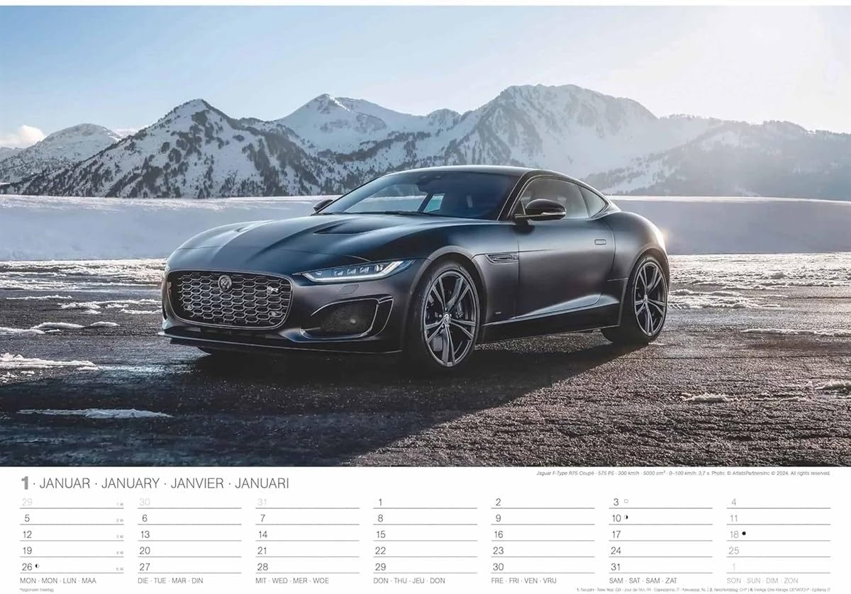 Detalle de Sports Cars Kalender 2026 von N Neumann – Wandkalender DIN A3 mit 12 Luxusauto-Motiven