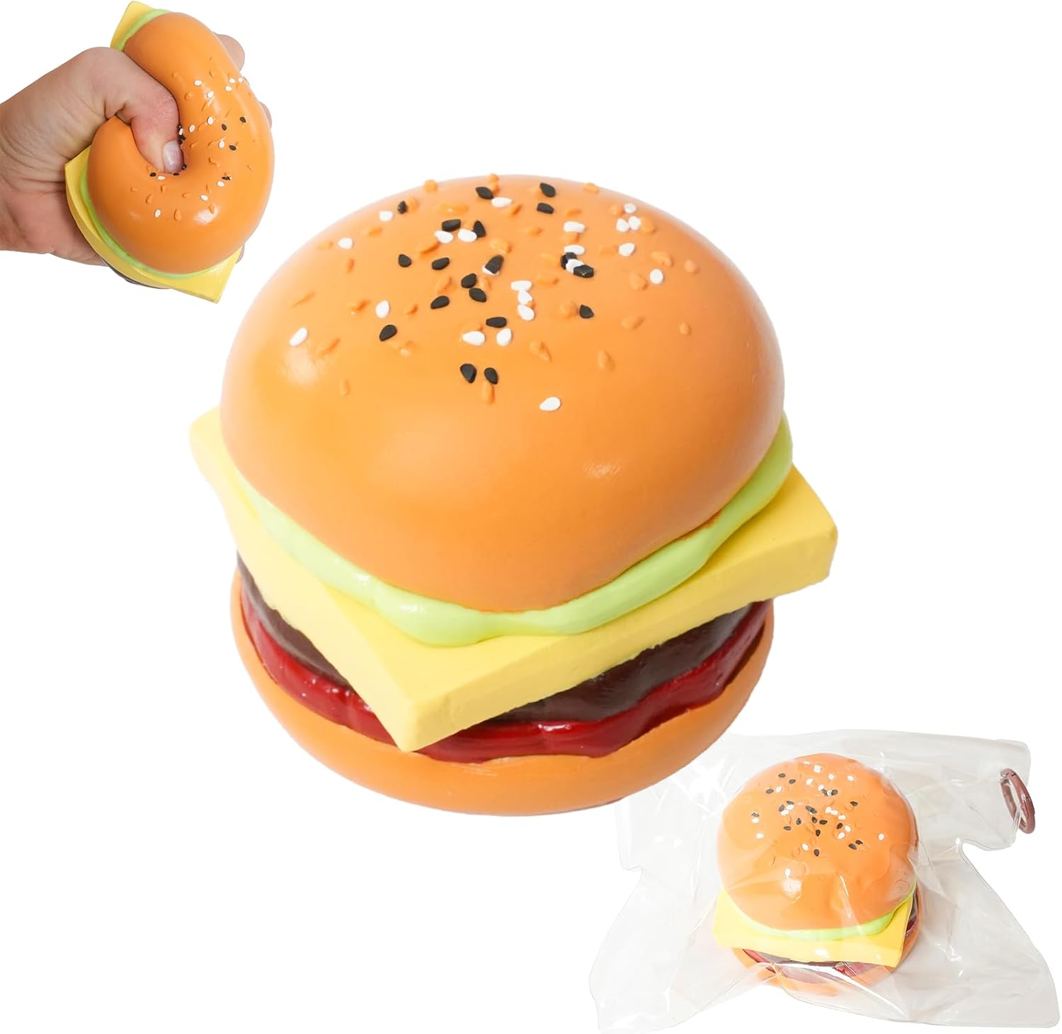 Detalle de Taba Squishy Hamburger Toy: Realistic Silicone Stress Relief Fidget