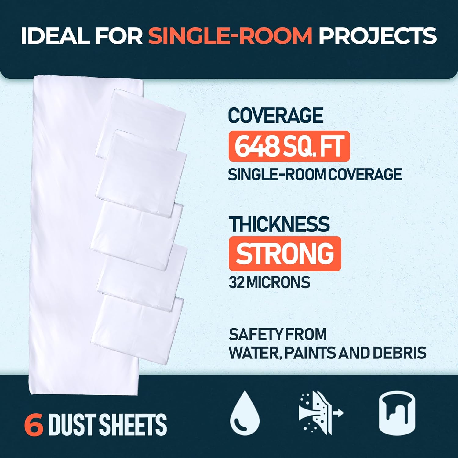 Thumbnail 1 de Caelum Star CS 6 Pack Plastic Dust Sheets for Decorating (3.6 x 2.7m / 12 x 9 ft)