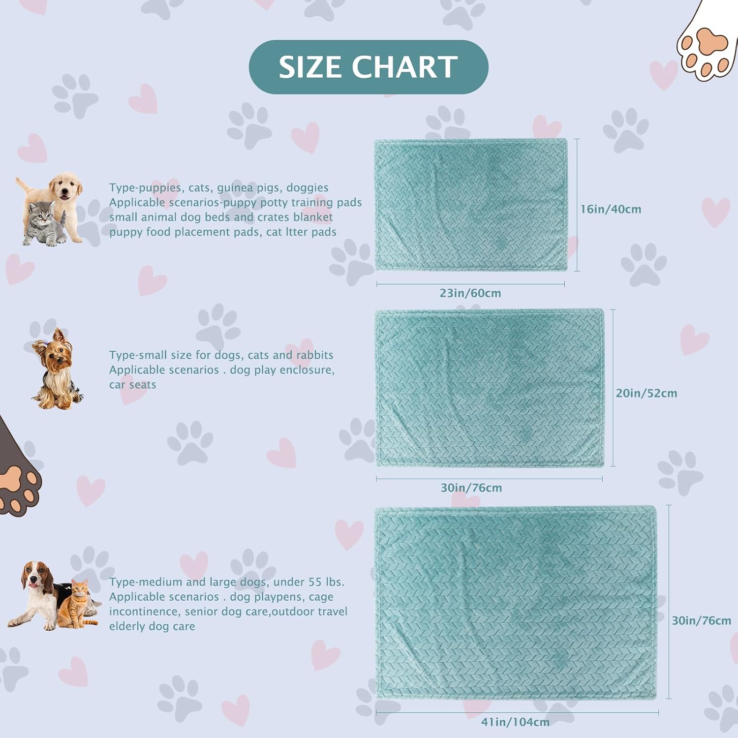 Thumbnail 6 de BVAGSS 6 Stück Kleine Flauschige Hundedecke – Weich mit Fleece Flanell, 76 x 52 cm, Grün Weizenohren