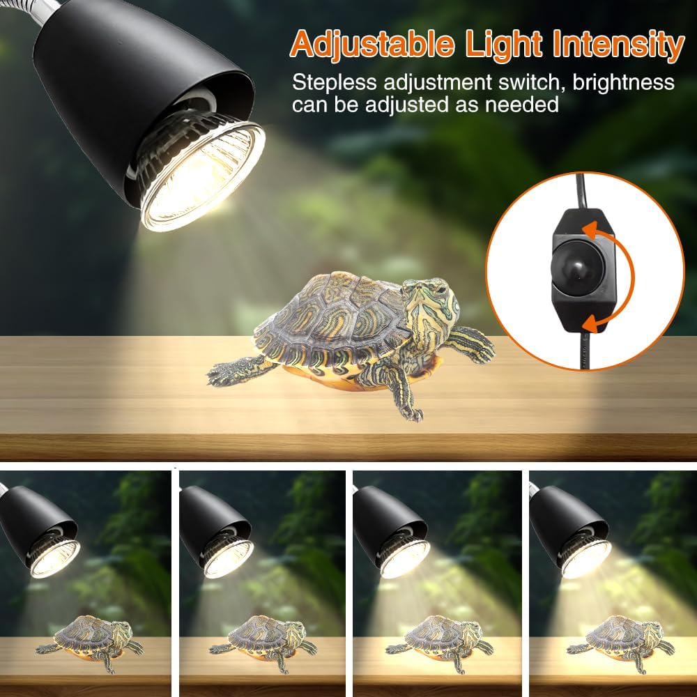 Thumbnail 5 de Golgner Schildkröte Wärmelampe – Wärmespotlampe für Reptilien mit 2× 50W UVA+UVB, 360° Clip & dimmbarem Schalter
