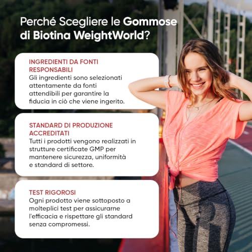 Thumbnail 8 de Biotina Capelli, Pelle e Unghie WeightWorld – 120 Caramelle Gommose, 450 μg al Giorno