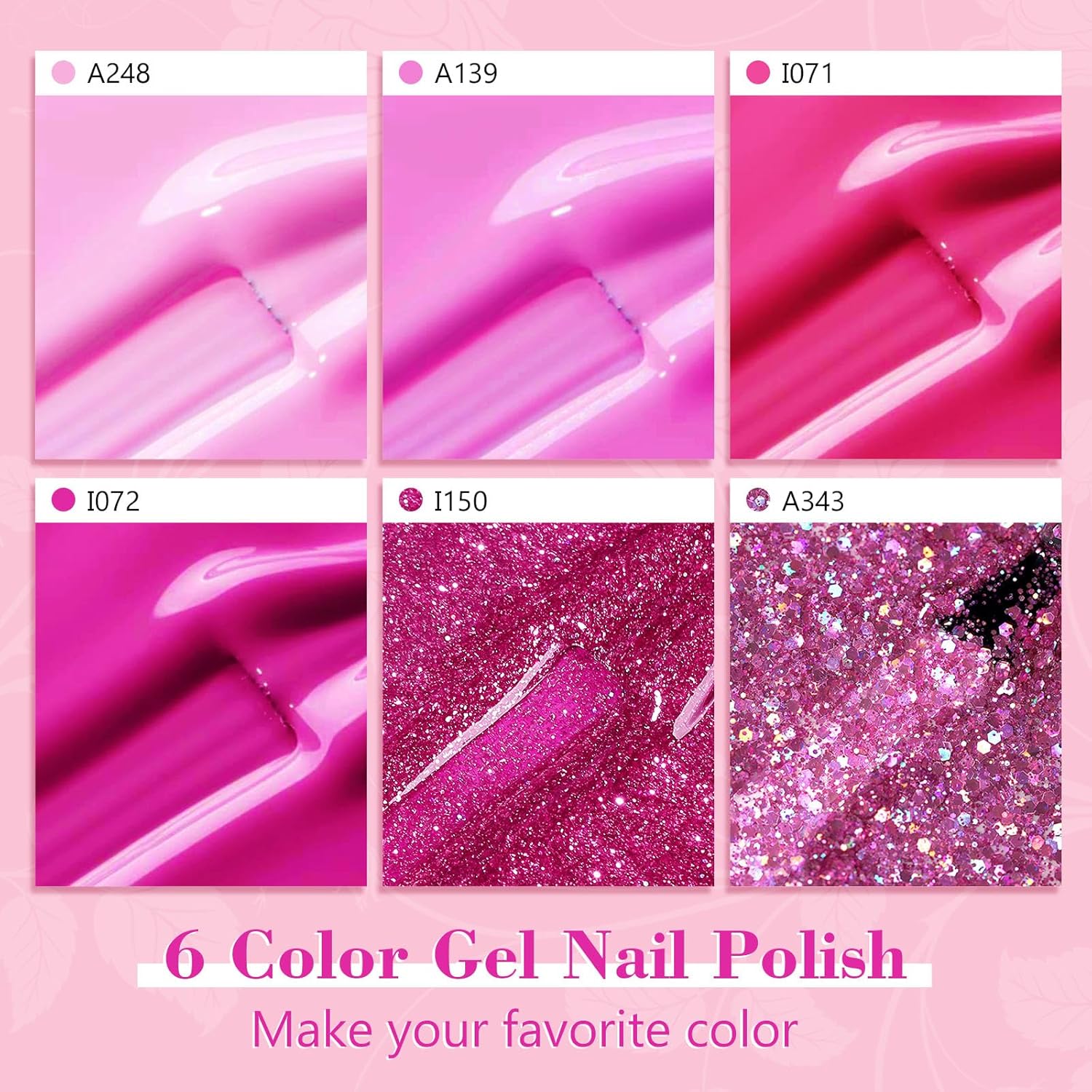 Thumbnail 1 de Shining She UV Nagellack – Set mit 6 Rosa Gel-Nagellacken (8 ml) für Anfänger und DIY