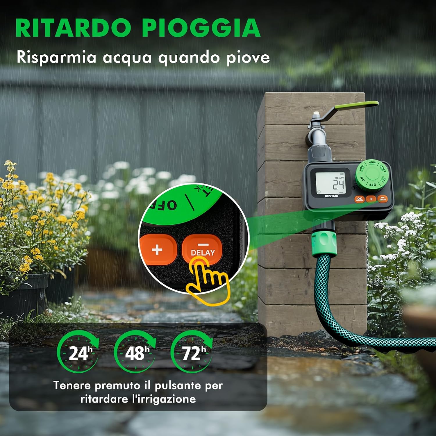 Thumbnail 6 de RESTMO Timer per acqua telecomandato RF: controllo sociale dell’irrigazione esterna con avanzate funzioni