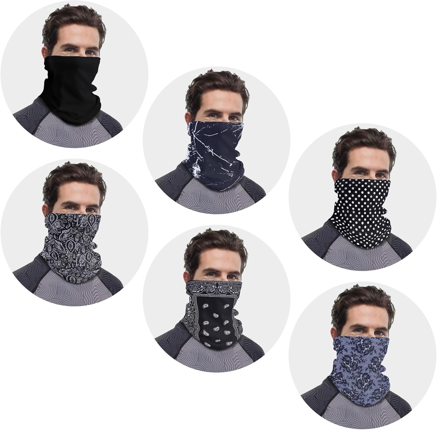 Detalle de wonderCat LONDON 6 PCS Unisex Neck Warmer – Seamless Tube Balaclavas for Everyday Cycling and Outdoor use
