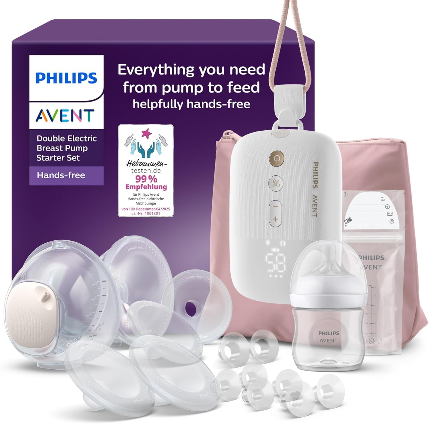 Detalle de Philips AVENT Hands-Free-Milchpumpen-Starter-Set SCD553/11 – Krankenhausqualität zum Mitnehmen