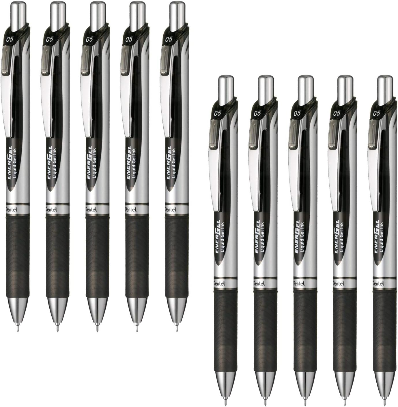 Detalle de ぺんてる エナージェル BLN75Z-A ノック式ゲルインクボールペン 0.5mm 黒 10本