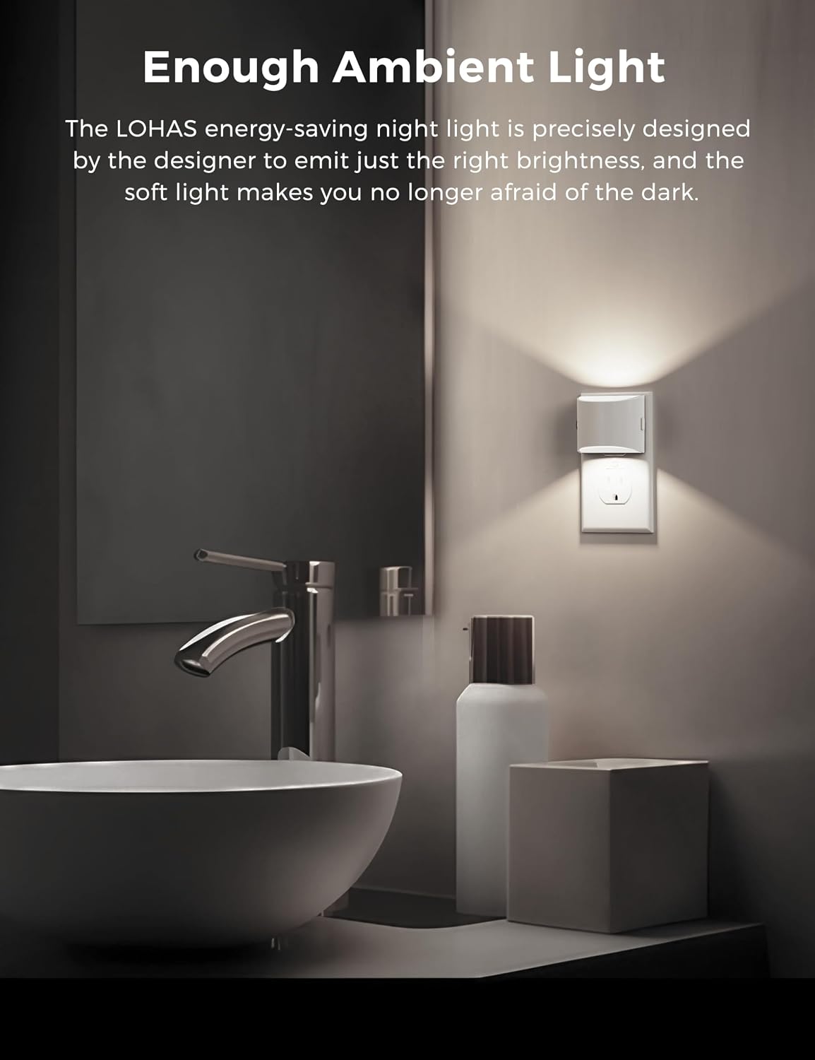 Detalle de L LOHAS LED Plug-In Night Lights, 2-Pack with 3-Level Dimming