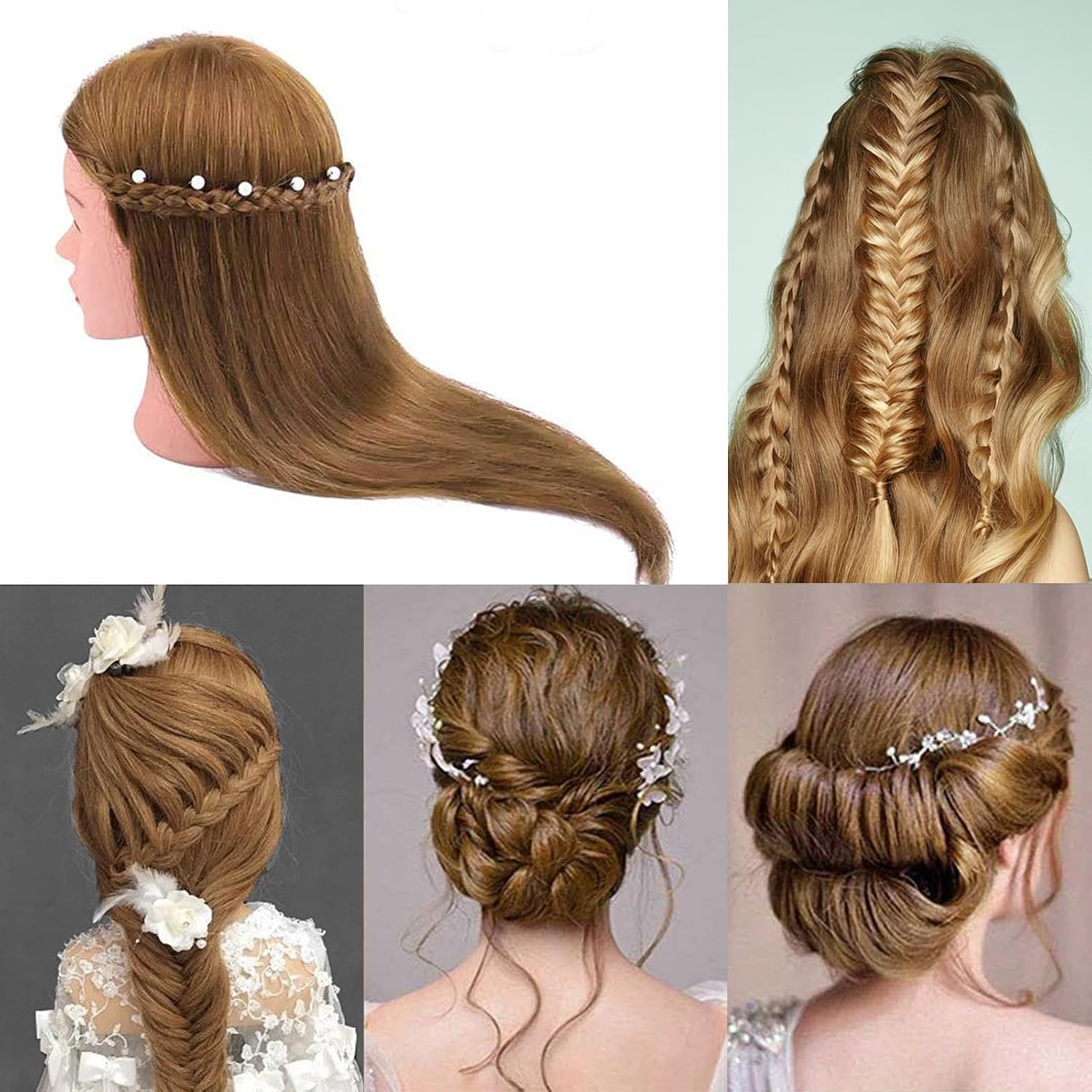 Detalle 2 de TopDirect Cabeza Maniquí 18/46 cm pelo humano