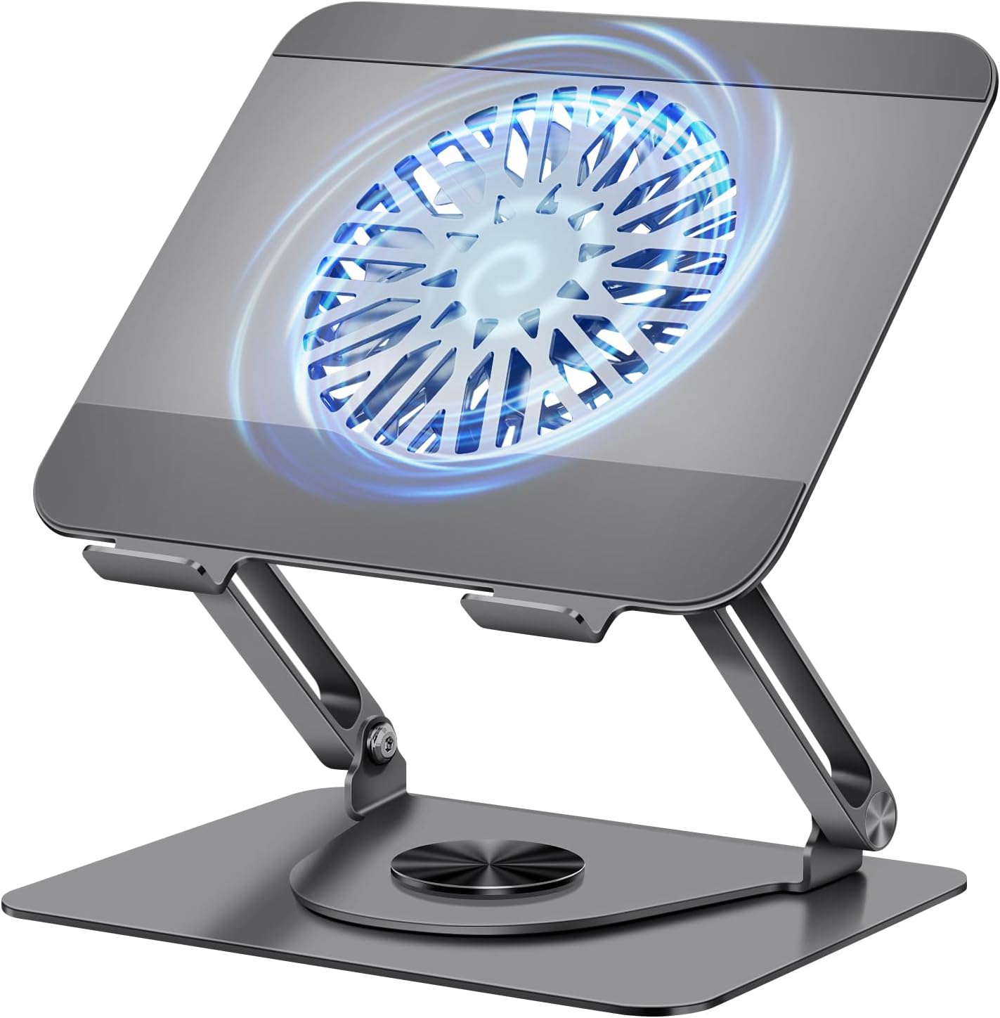 Detalle de ICARE Laptop Ständer mit Magnetischem Laptop Kühler – 2-in-1, 360° Drehbasis, 10 kg Tragkraft, 18 dB, bis 16 Zoll