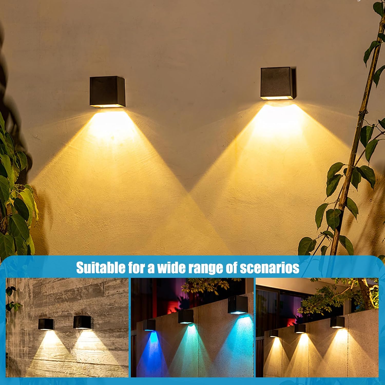 Detalle de Solar Wandleuchte Außen – 2er-Set mit Warmweiß & RGB, IP65