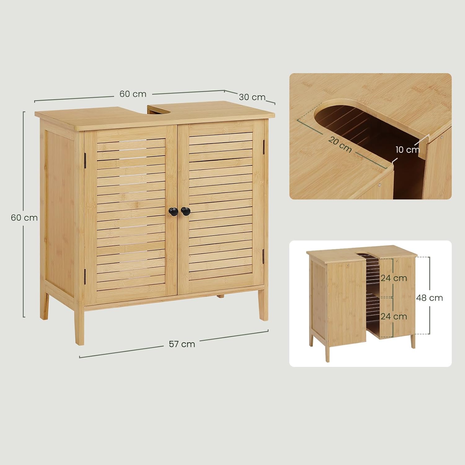 Detalle de EUGAD Waschbeckenunterschrank 60x60x30 cm