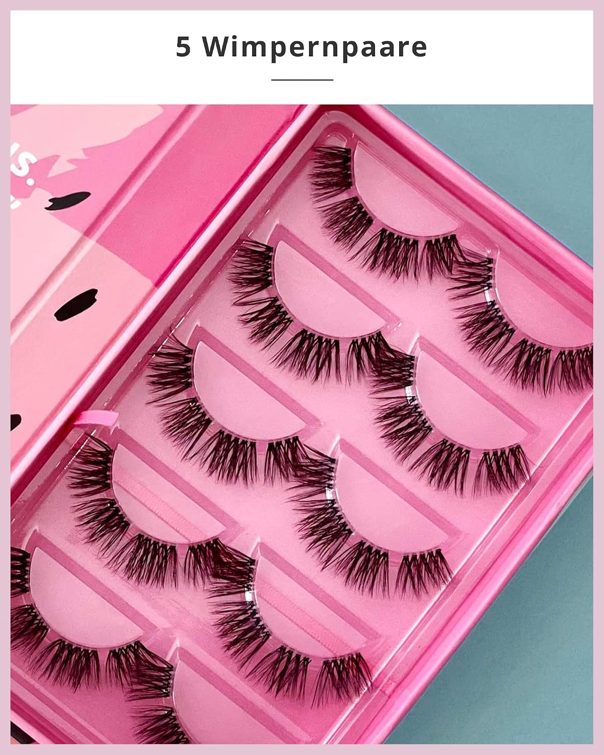 Detalle de GirlGotLashes Große Boxen R.I.P. Mascara – Handgemachte Wimpernextensions für Zuhause (5 Paare, 5–7 Tage Halt, Vegan)