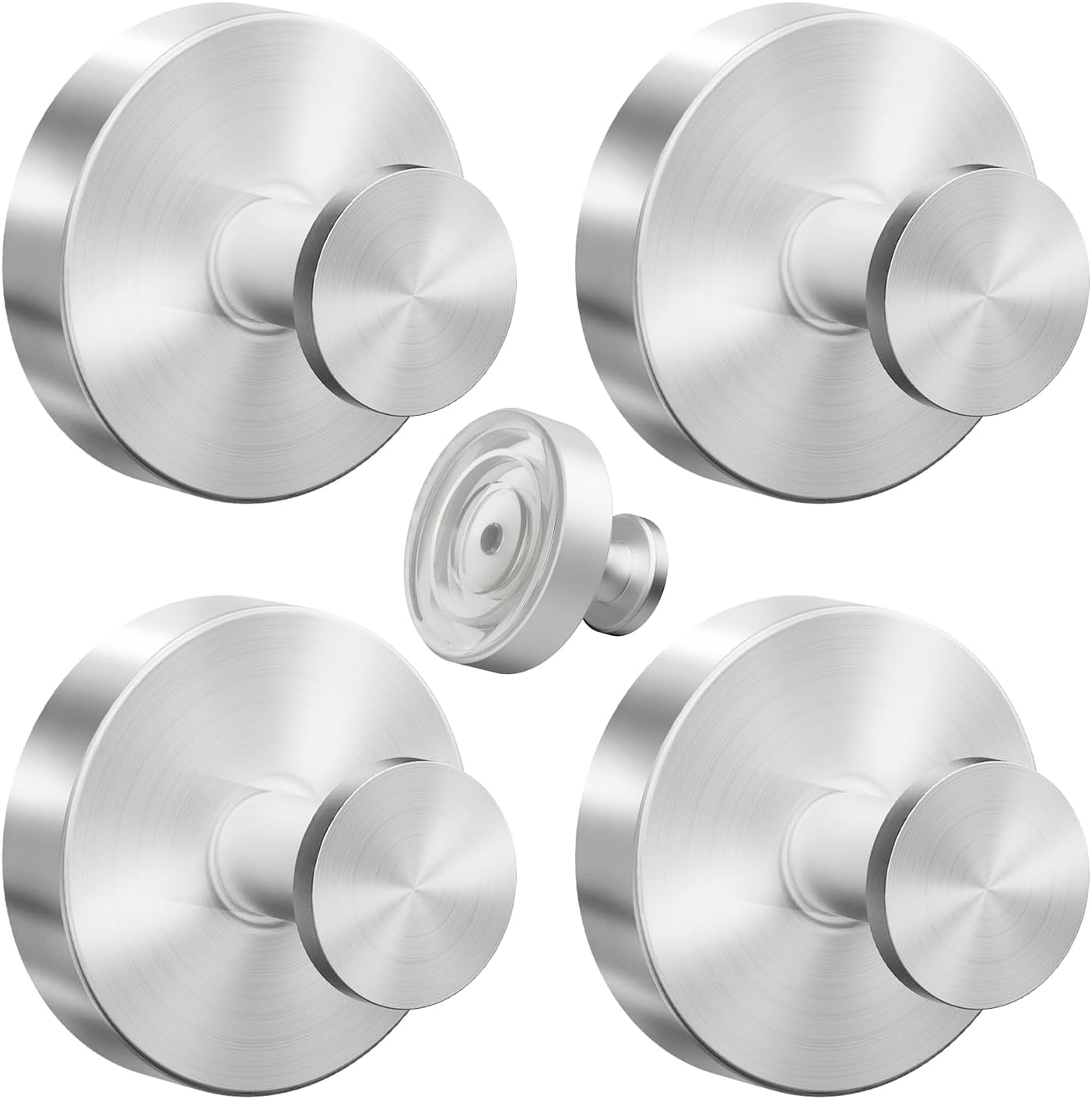 Detalle de VEHHE XPGGSV-SLR Suction Cup Hooks, 4-Pack, Silver 304 Stainless Steel