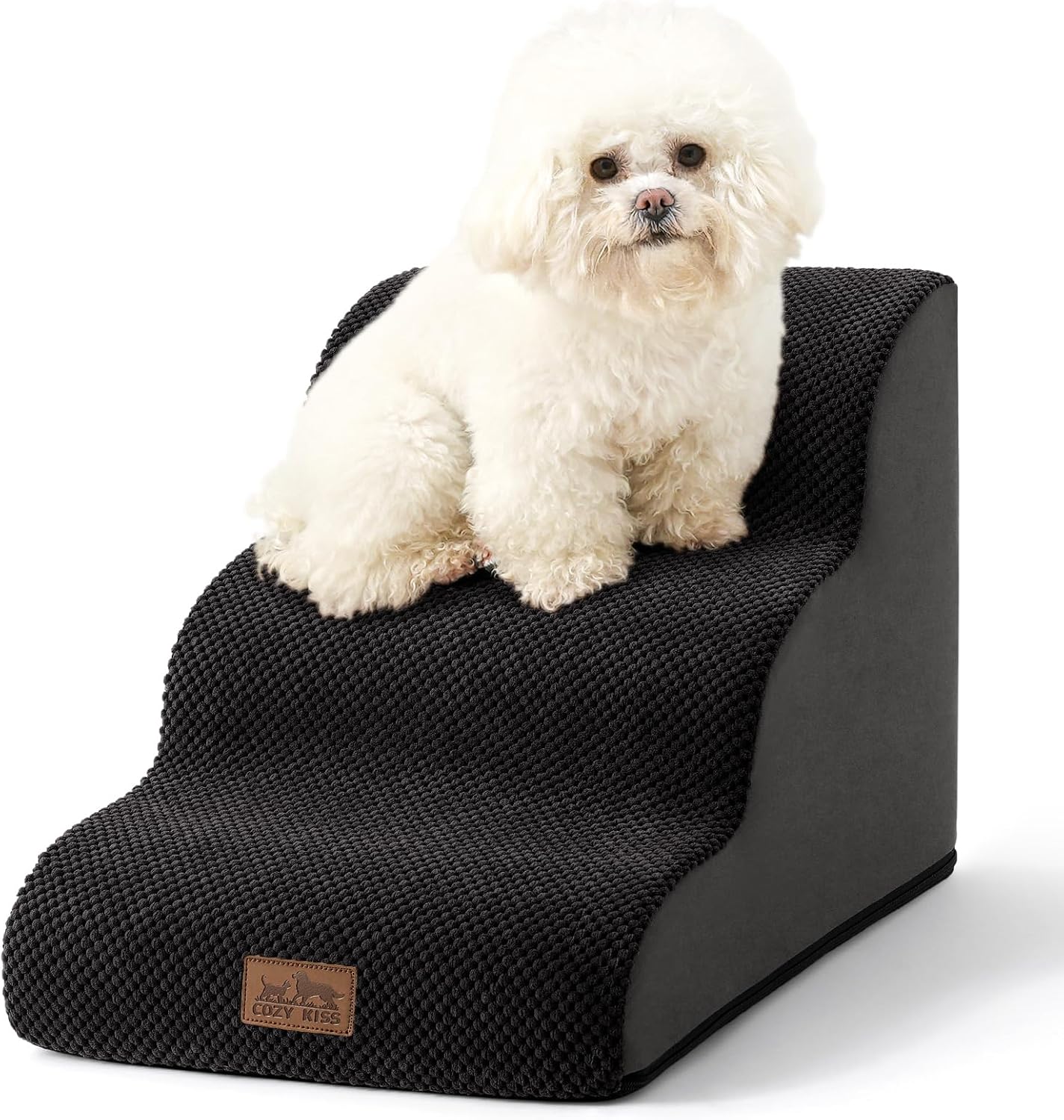 Detalle de COZY KISS Curved Dog Stairs for Small Dogs – 3 Step with Leakproof Cover