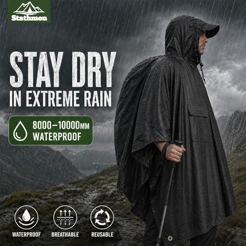 Thumbnail 1 de Stathmon 2 Pack Poncho Waterproof Adult – PU8000mm Reusable Rain Poncho