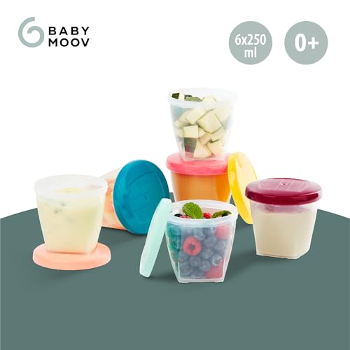 Detalle de Babymoov Babybols Lot de 6 Pots de Conservation 250 ml – Hermétiques, Réinscriptibles