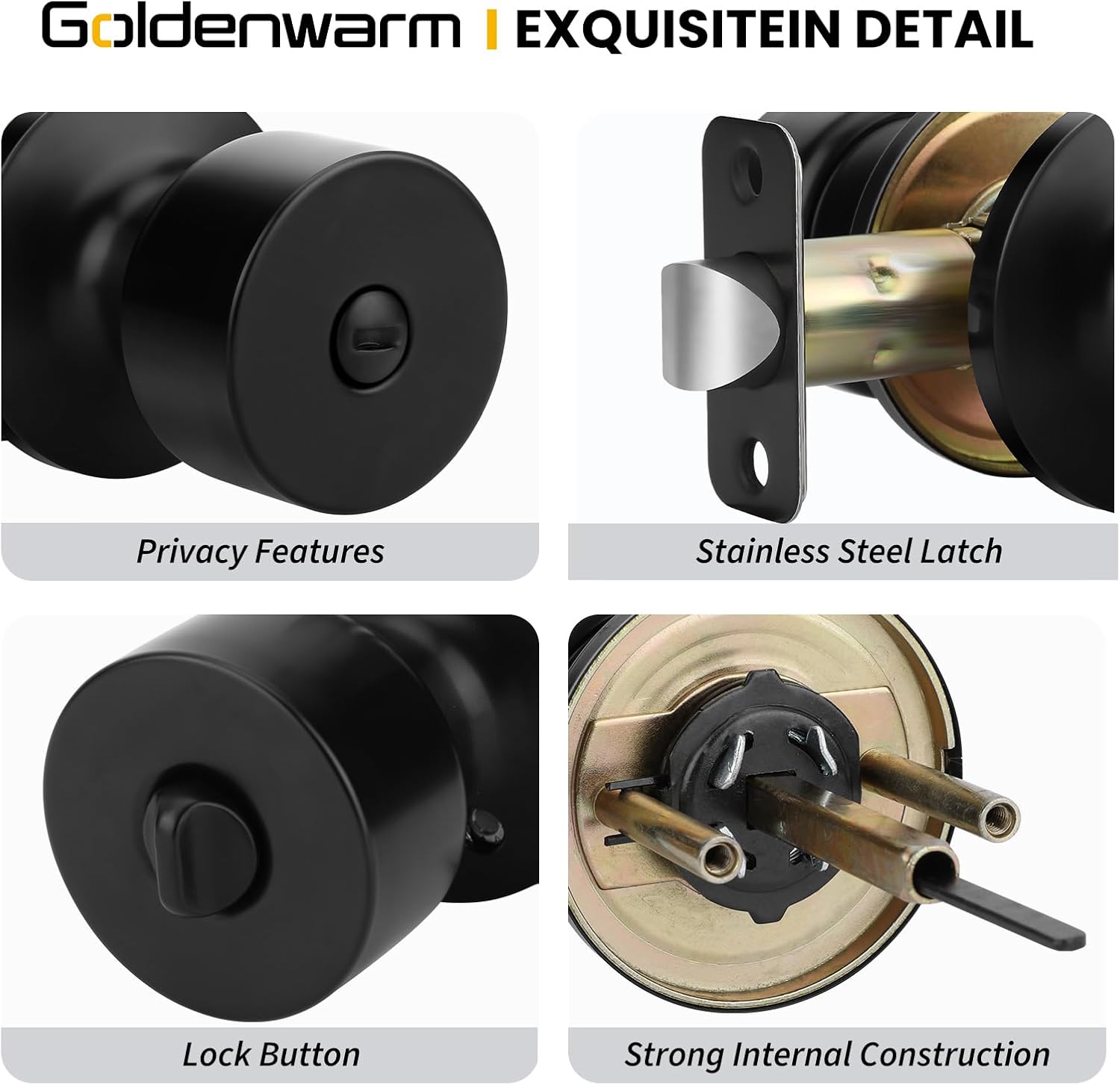 Detalle de Goldenwarm Privacy Door Knobs 3-Pack