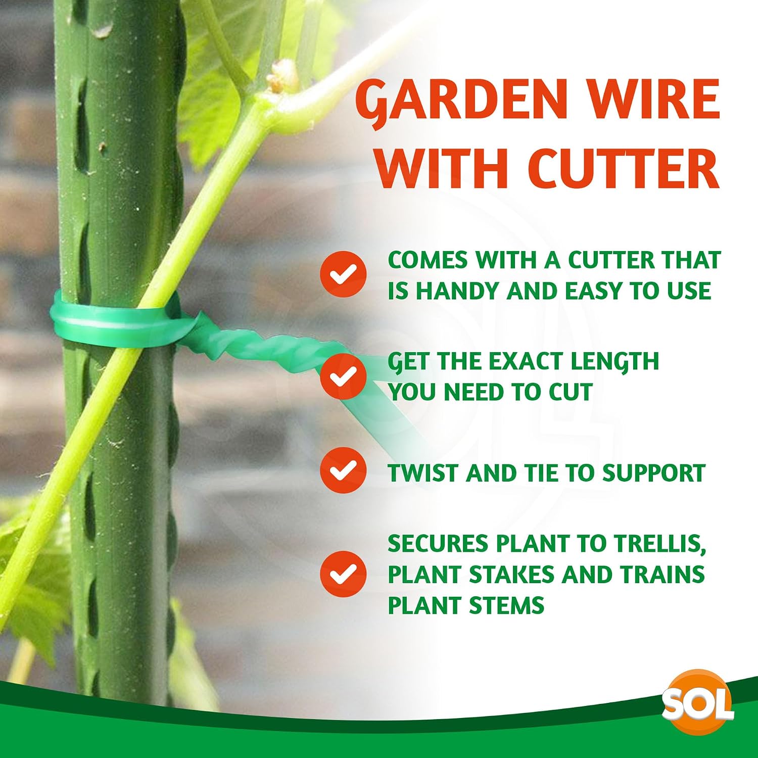 Detalle de SOL 100m Garden Wire (2 x 50m) with Dispenser & Built-In Cutter