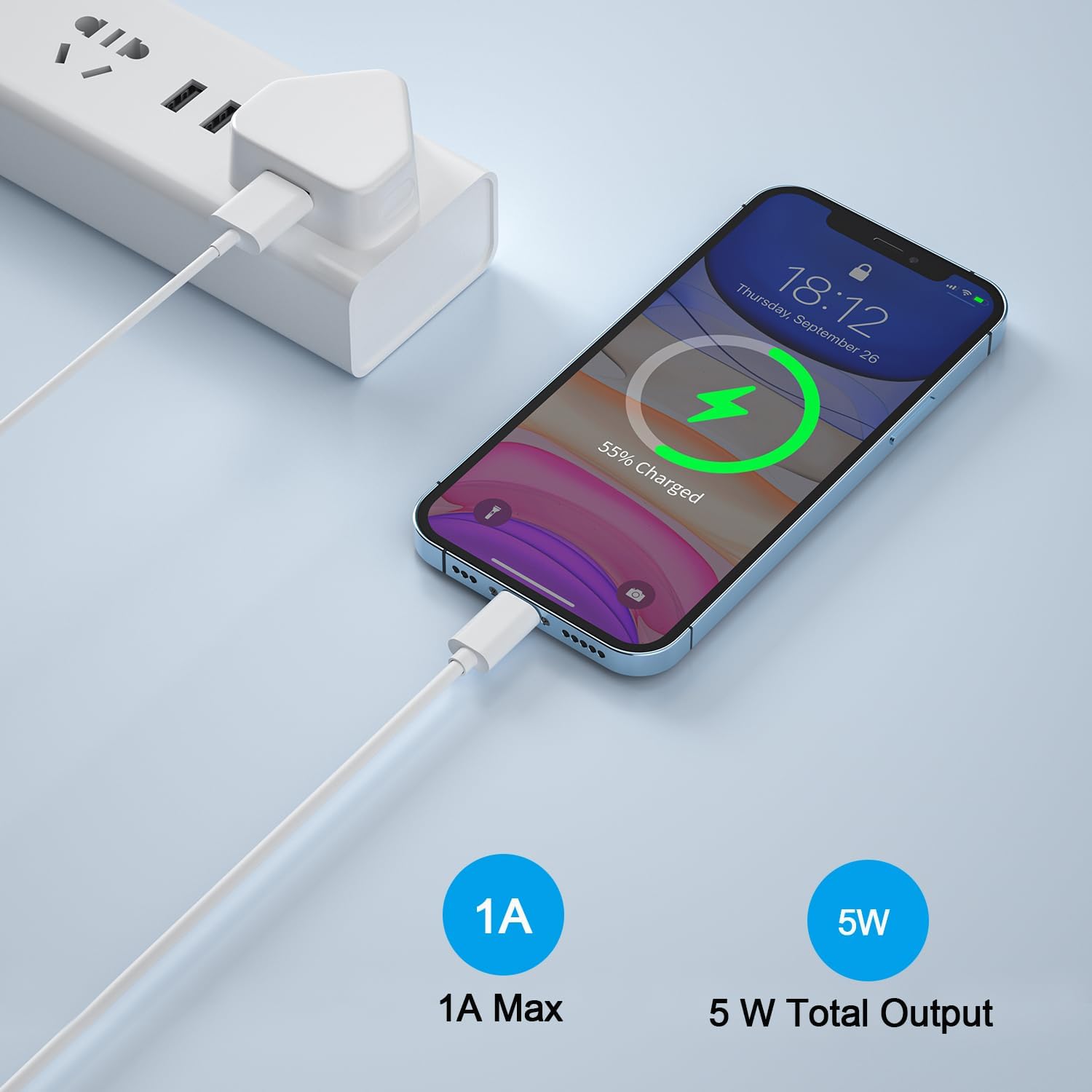 Detalle de Rekavin USB Plug Adaptor UK 2-Pack: Dual USB 5W/1A Charger Heads for iPhone & iPad