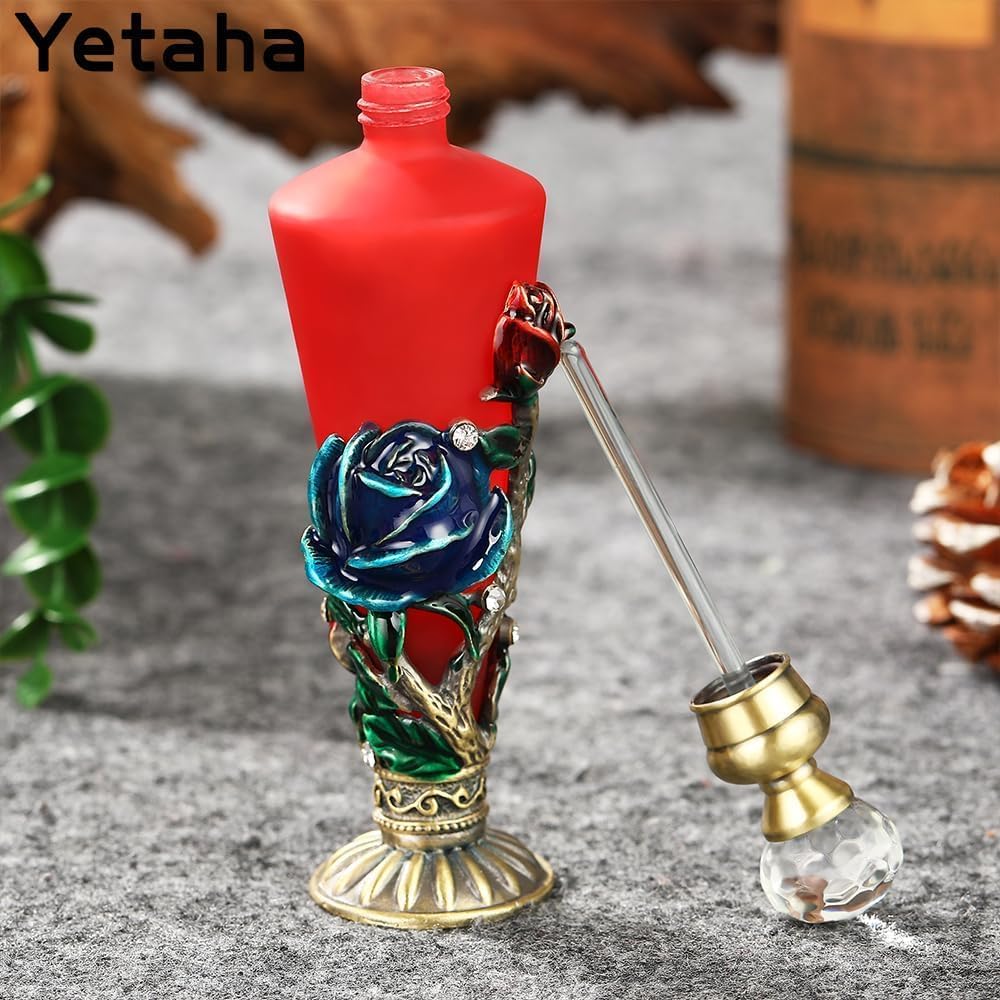 Detalle de Yetaha Vintage Glass Perfume Bottles: Elegant 30ml Crystal Dropping Bottles for Home Décor