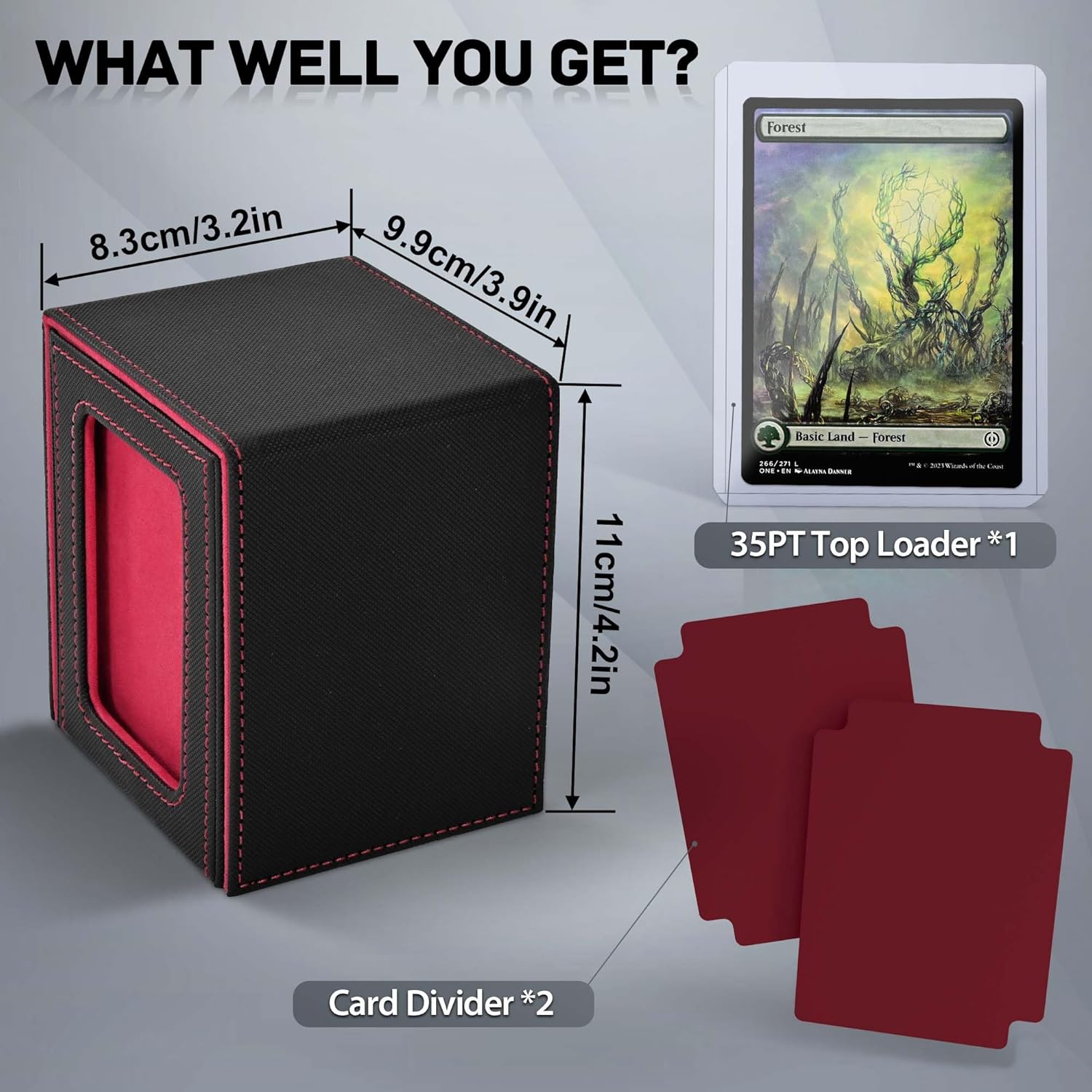 Thumbnail 1 de ZLCA MTG Deck Box mit Commander Display – Premium Aufbewahrung für 100+ Karten (Black&Red)