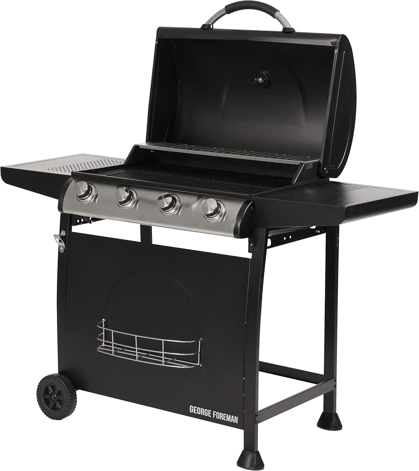 Thumbnail 1 de George Foreman GFGBBQ4B 4-Burner Gas BBQ with Automatic Ignition & Integrated Thermometer (Black)