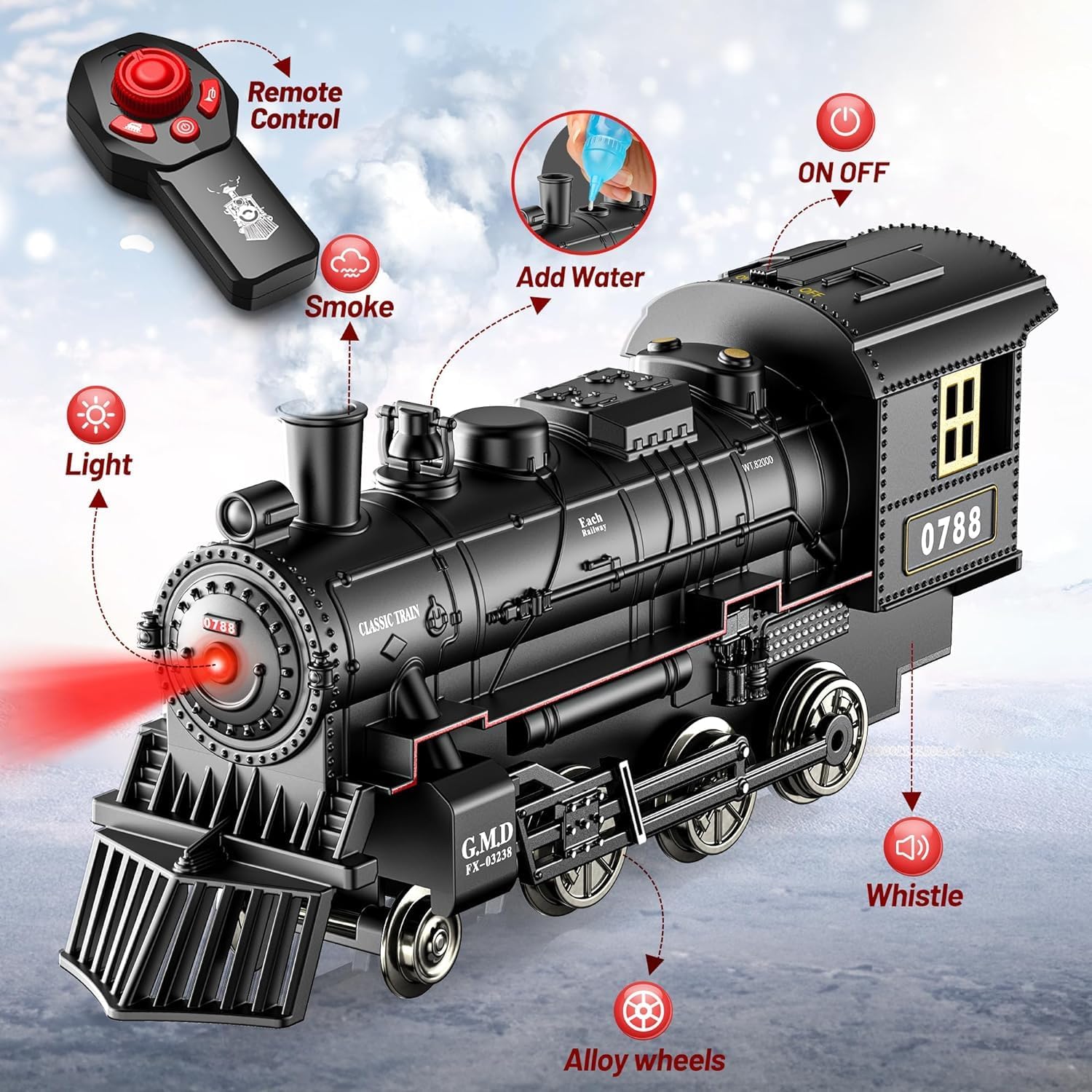 Detalle 2 de Hot Bee HL-rc Remote-Control Train Set with Metal Engine, Smoke and Light-Up Cars