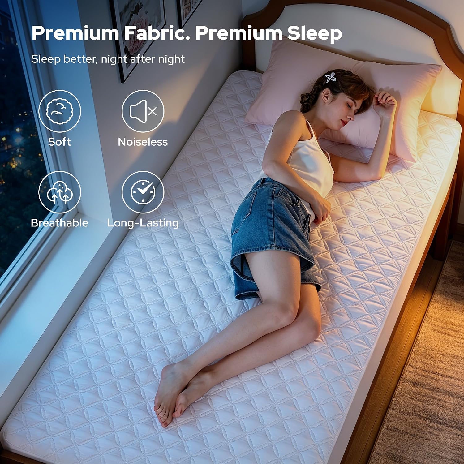 Detalle 1 de BEDLORE 2 Pack Waterproof Mattress Protector, Twin XL, Quiet Microfiber