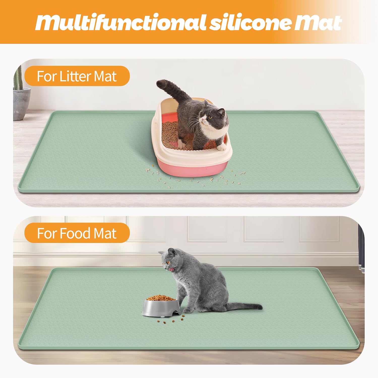 Detalle de Bartuke Cat Litter Mat XXL: Silicone, 51x26 inches, Diamond Pattern with Edge