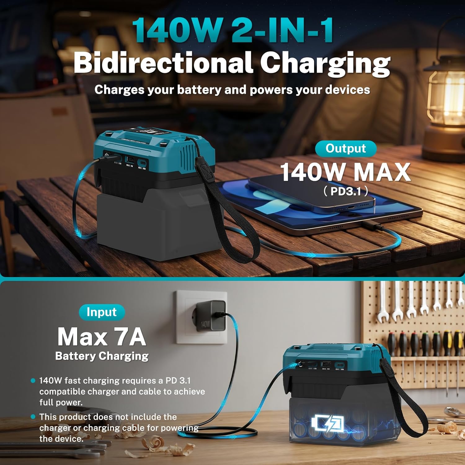 Detalle 2 de USB Battery Charger Adapter for Makita 18V Batteries