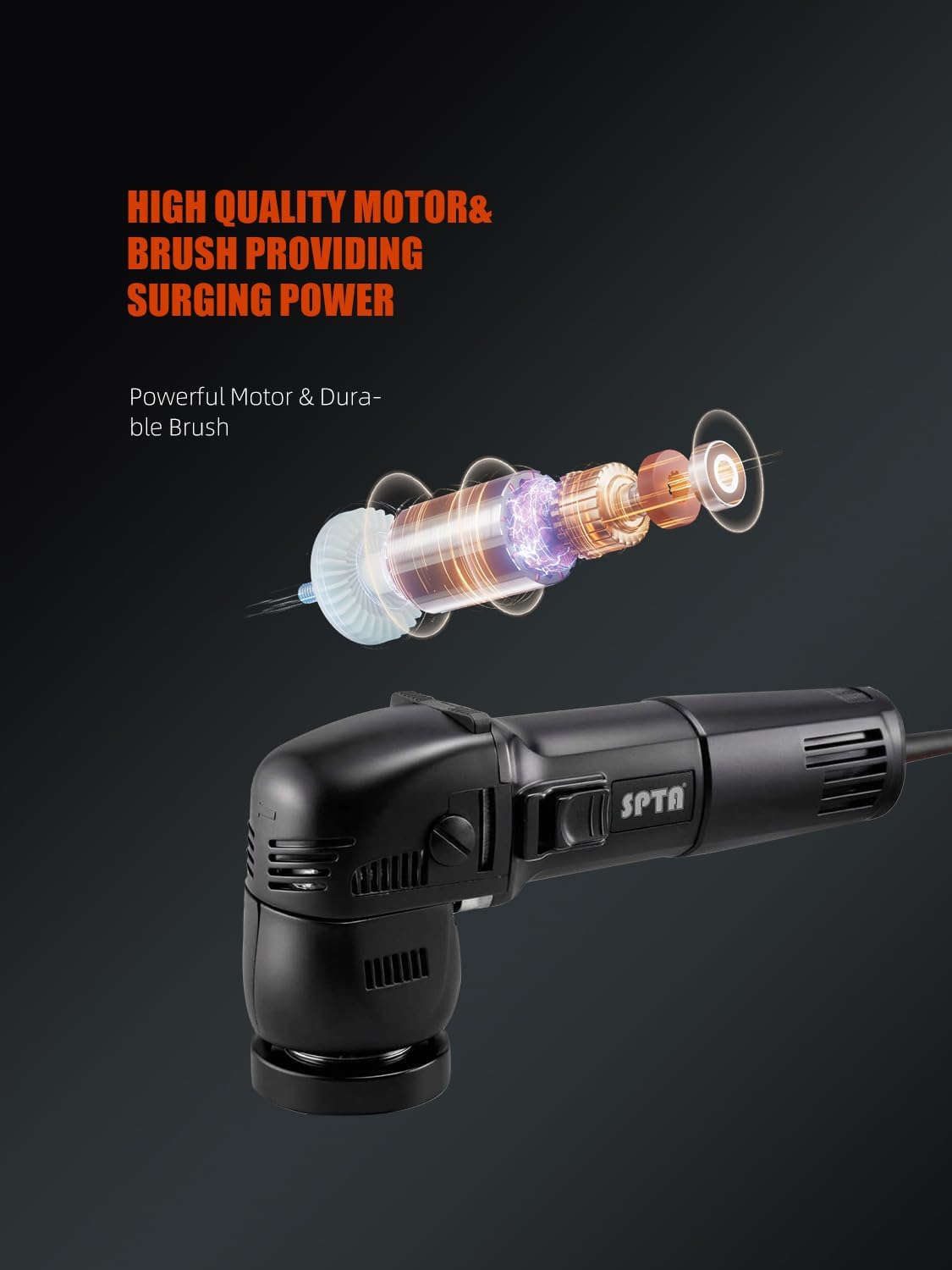 Detalle de SPTA Mini Orbital Polisher (3 Inch / 10mm, 780W) With Variable Speed Dual Action Kit
