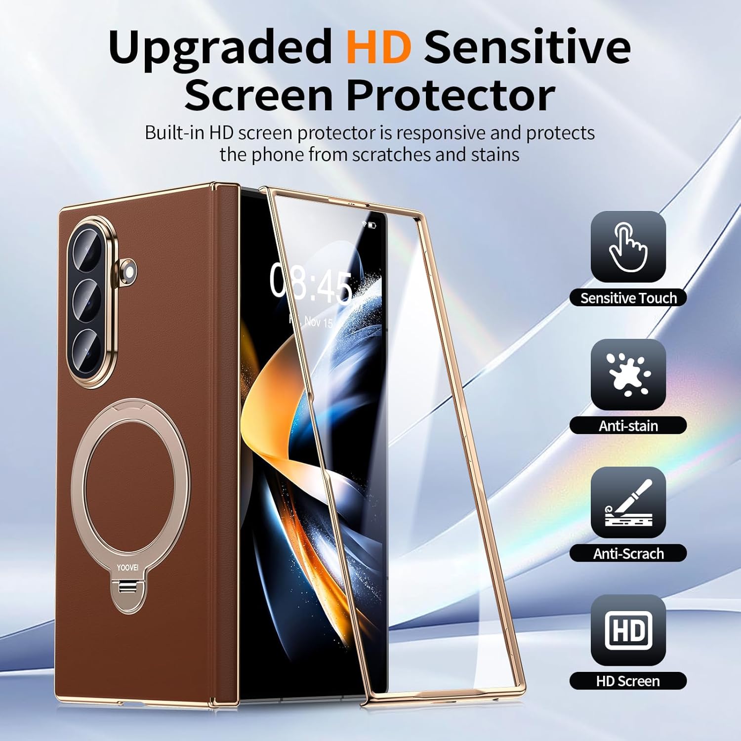 Thumbnail 4 de YOOVEI Galaxy Z Fold 7 leather case with kickstand