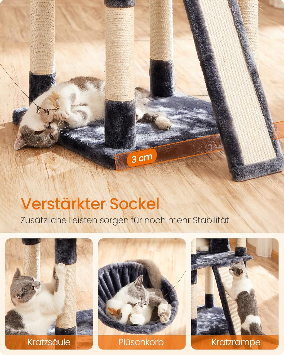 Thumbnail 5 de Feandrea Kratzbaum XXL 169 cm rauchgrau