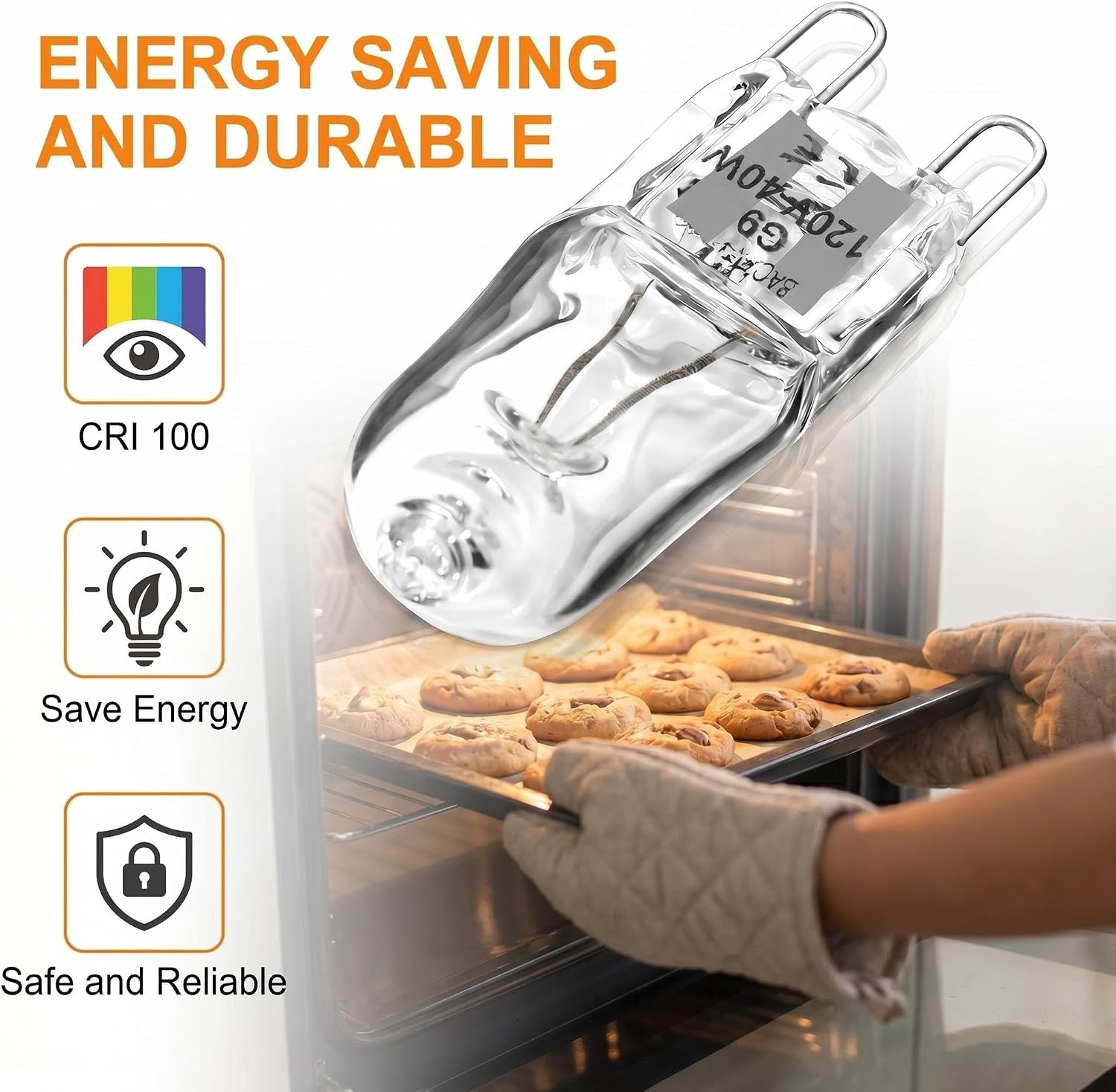 Detalle 1 de Tellfeel WPW10571723 G9 Halogen Range Hood Bulbs, 120V 40W, 5-Pack