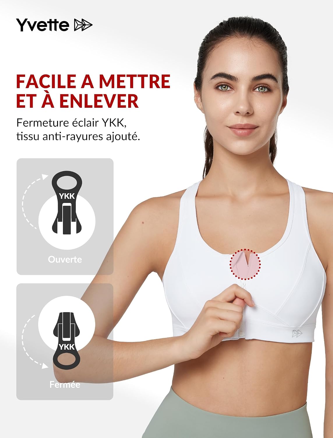 Detalle 1 de Yvette Soutien-Gorge de Sport Zippé 1 pièce