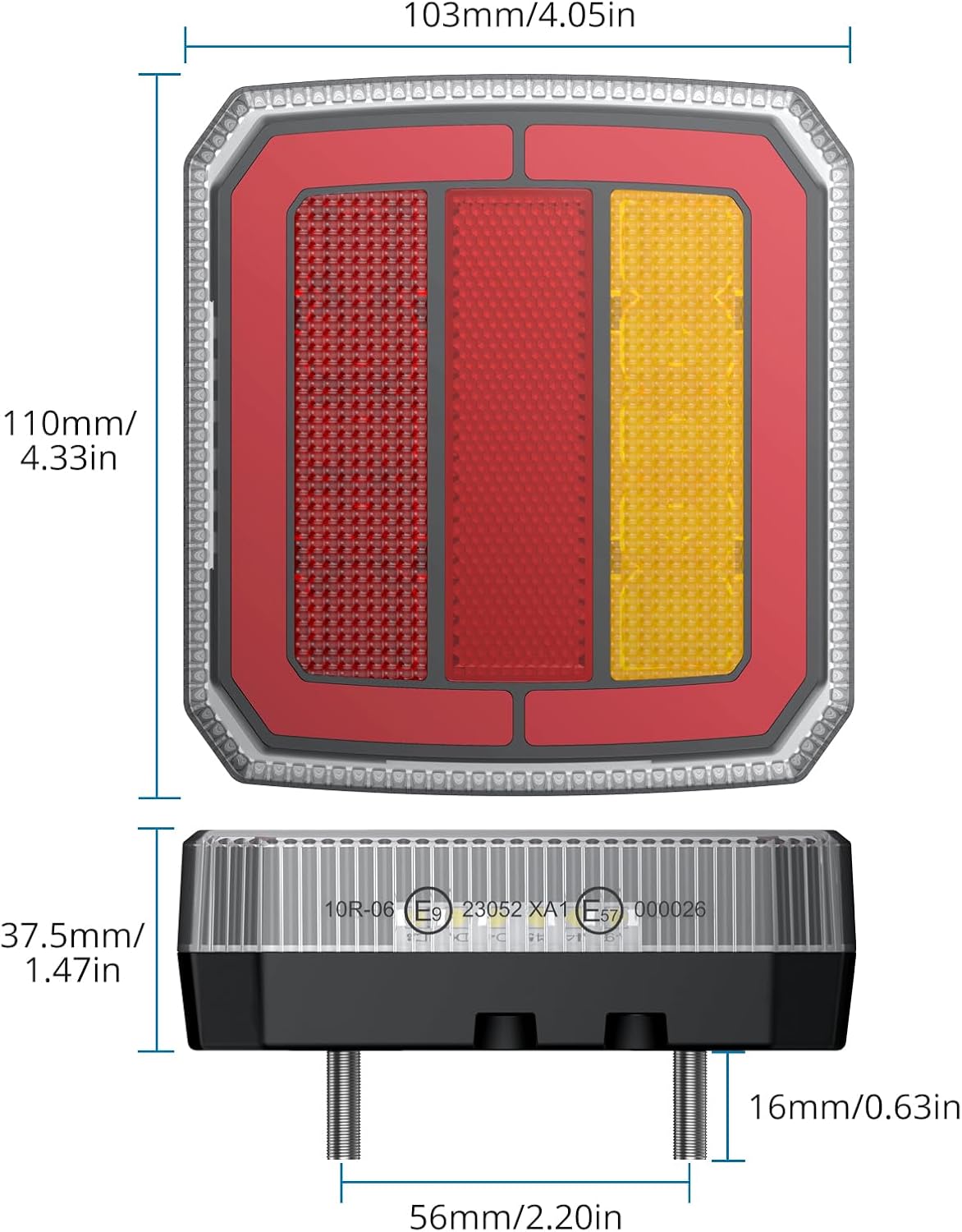 Detalle de AUTOUTLET 7-Pin LED Trailer Tail Light Set: E-mark Certified, IP65, 12-30V
