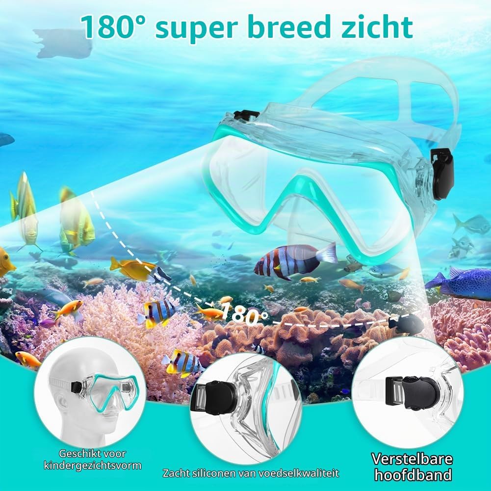Thumbnail 2 de AOOSA snorkelmasker met gehard glas en 180° panoramisch zicht