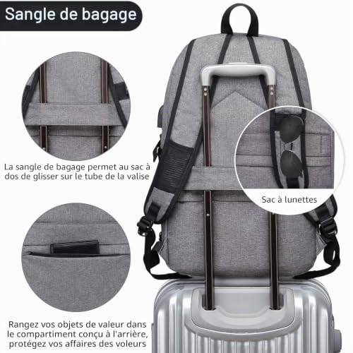 Thumbnail 5 de WENIG Sac à Dos Ordinateur Portable 17 Pouces – Antivol, 35L, USB intégré
