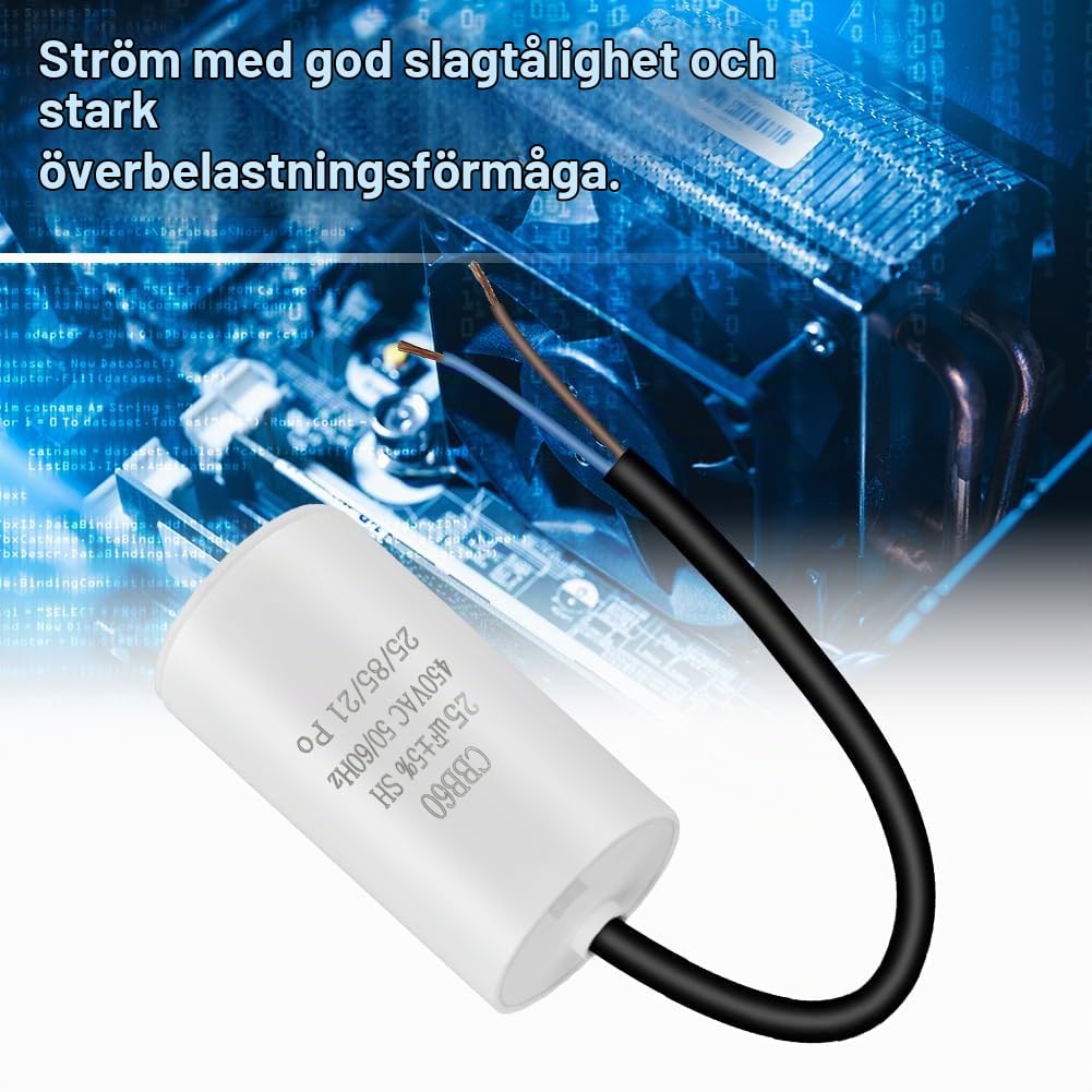 Detalle 1 de OFFCUP CBB60 motorkondensator 25 μF, 450 V AC med anslutningskablar