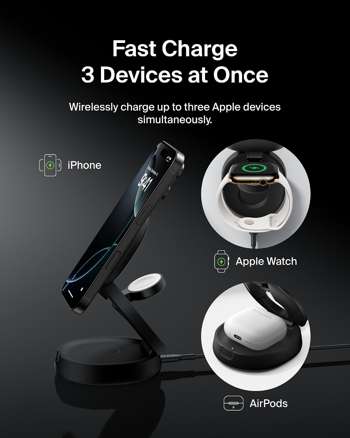 Detalle 2 de Belkin 3‑in‑1 MagSafe Charger 15W